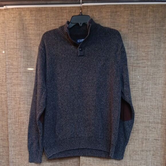 Chaps Dark Gray Men's Crewneck Cotton Sweater - Picture 1 of 3